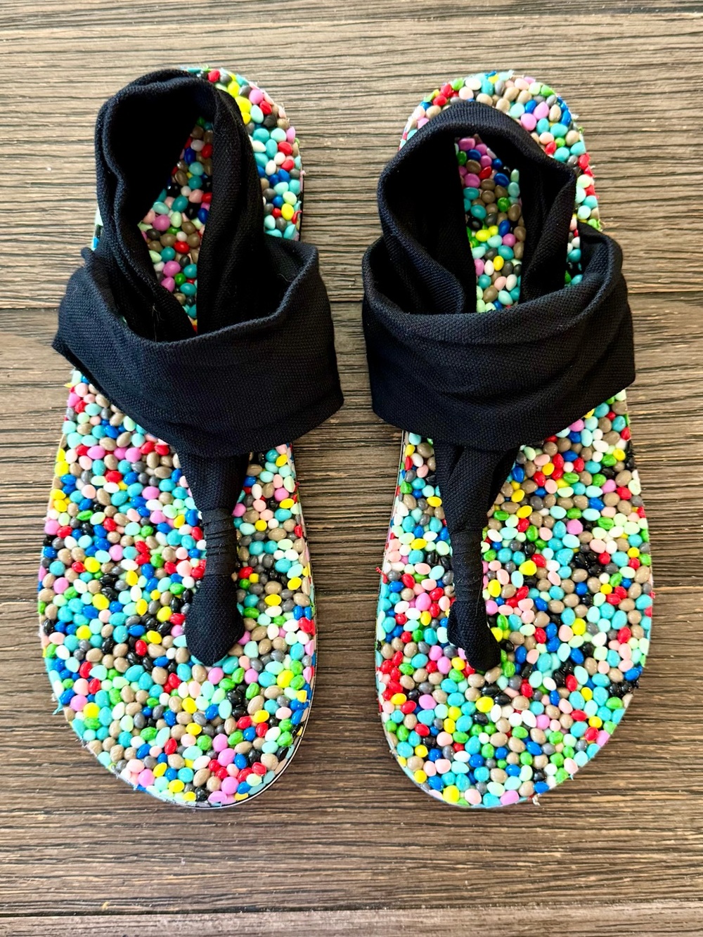 NEW Sanuk Bubble Sling Sandals Women's 8 Static Black Multicolor Comfort Shoe - Picture 2 of 8